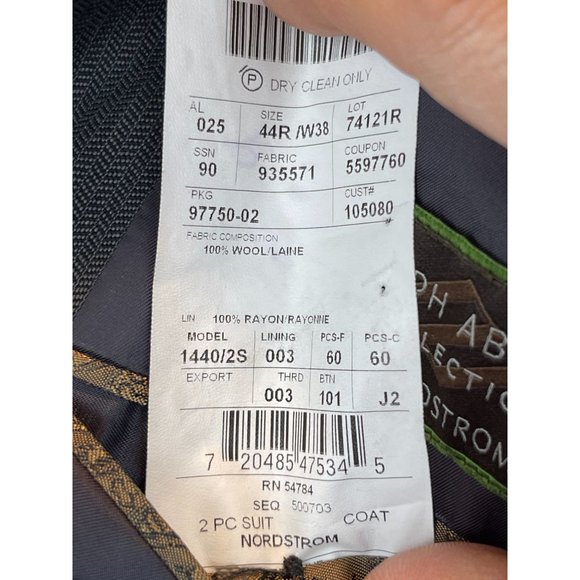 Joseph Abboud Men Suit Blazer Jacket Single Breasted 100% Wool Slate Blue SZ 44R - Picture 7 of 8